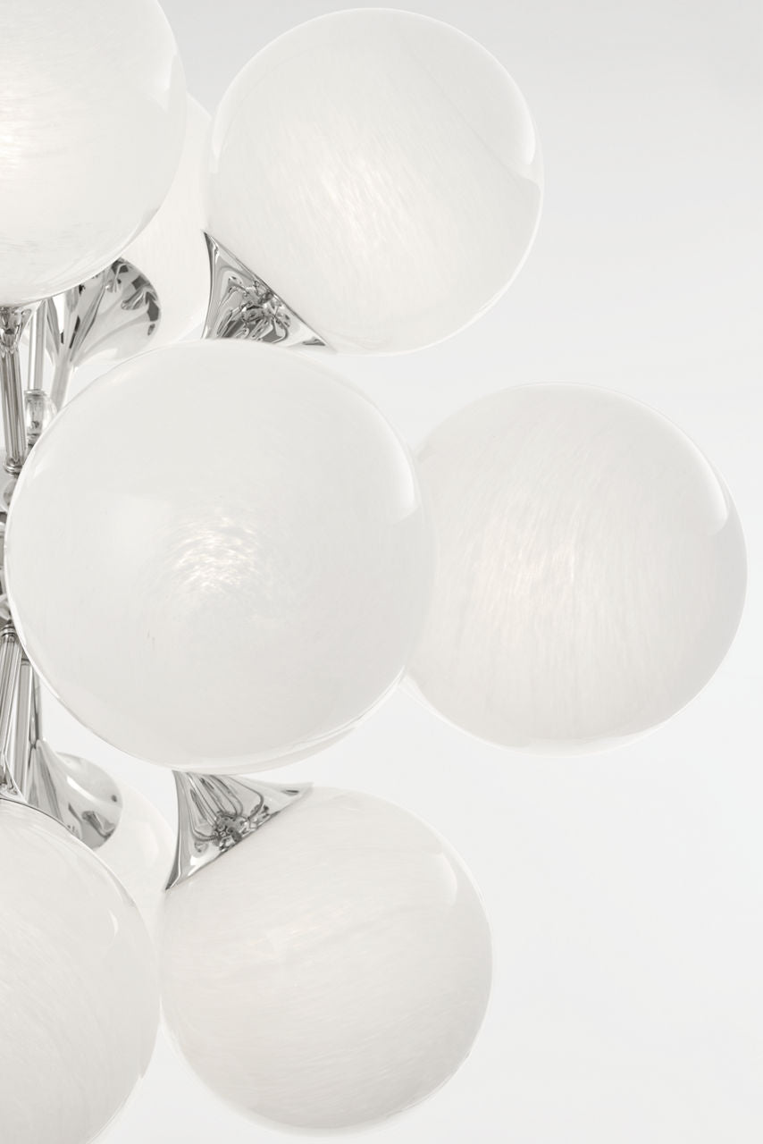 Cristol Large Tiered Chandelier | Polished Nickel | White Strie Glass