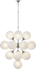 Cristol Large Tiered Chandelier | Polished Nickel | White Strie Glass