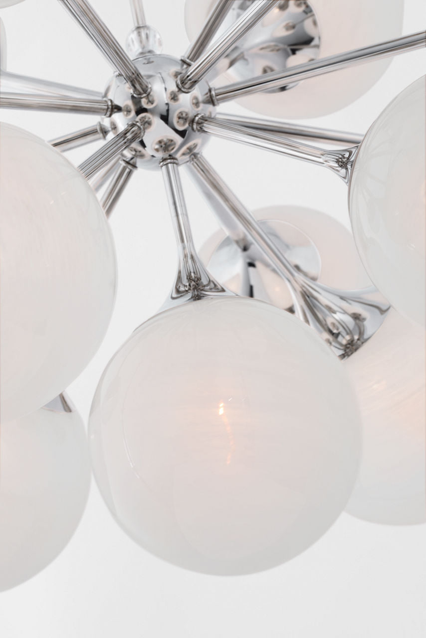 Cristol 40" Chandelier | Polished Nickel | White Strie Glass