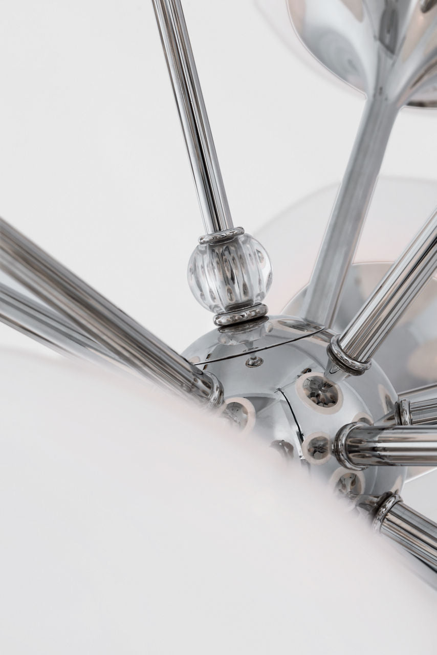 Cristol 40" Chandelier | Polished Nickel | White Strie Glass