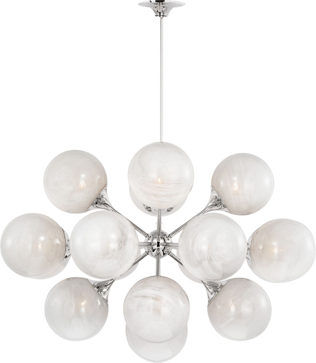 Cristol 40" Chandelier | Polished Nickel | White Strie Glass