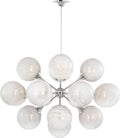 Cristol 40" Chandelier | Polished Nickel | White Strie Glass