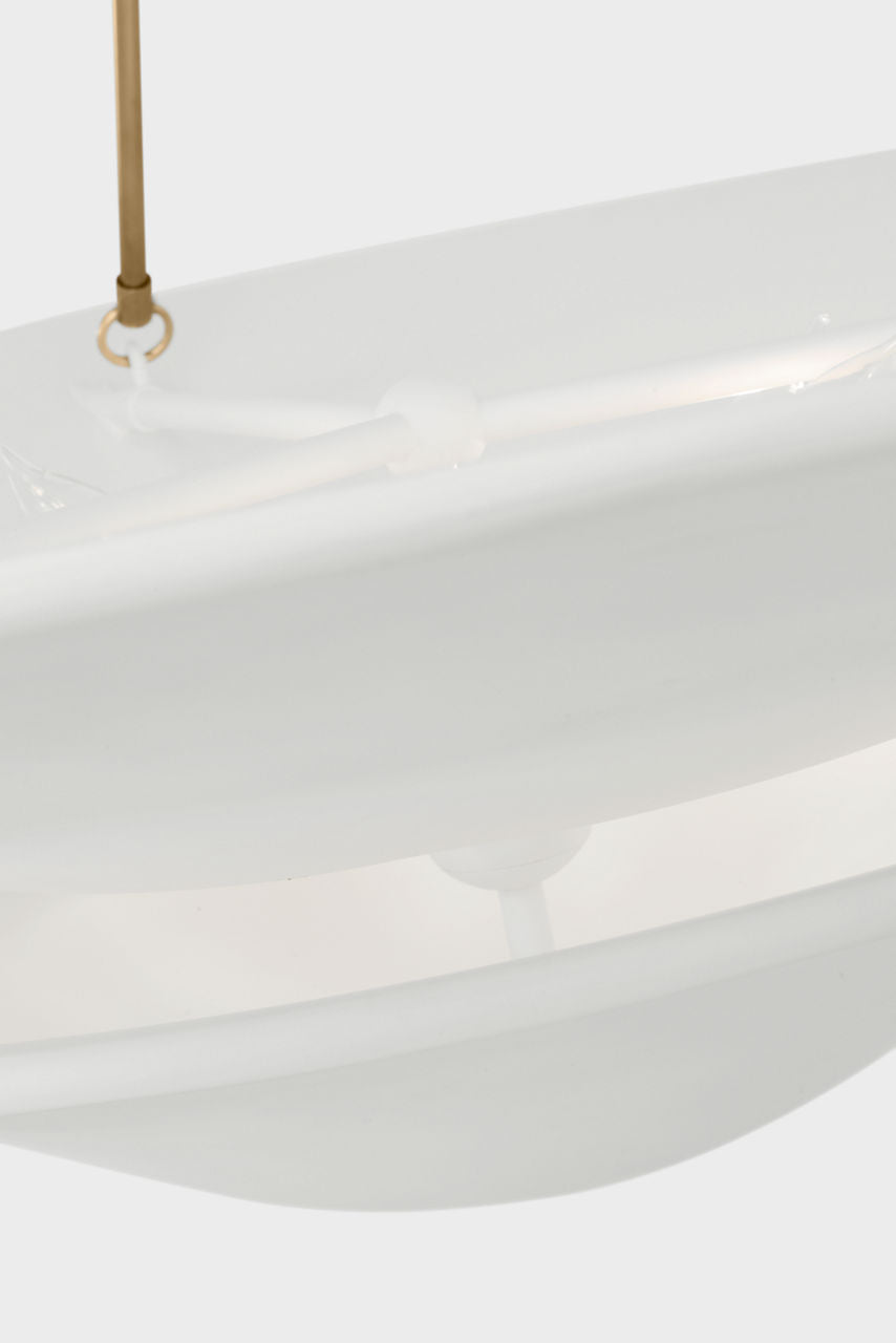 Mollino 40" Chandelier | Hand-Rubbed Antique Brass | Plaster White Shade