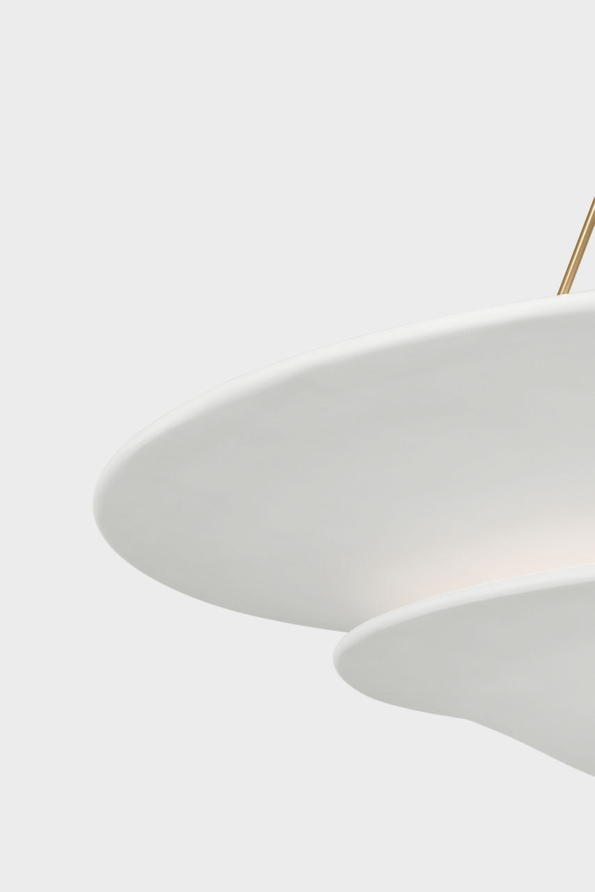 Mollino 40" Chandelier | Hand-Rubbed Antique Brass | Plaster White Shade