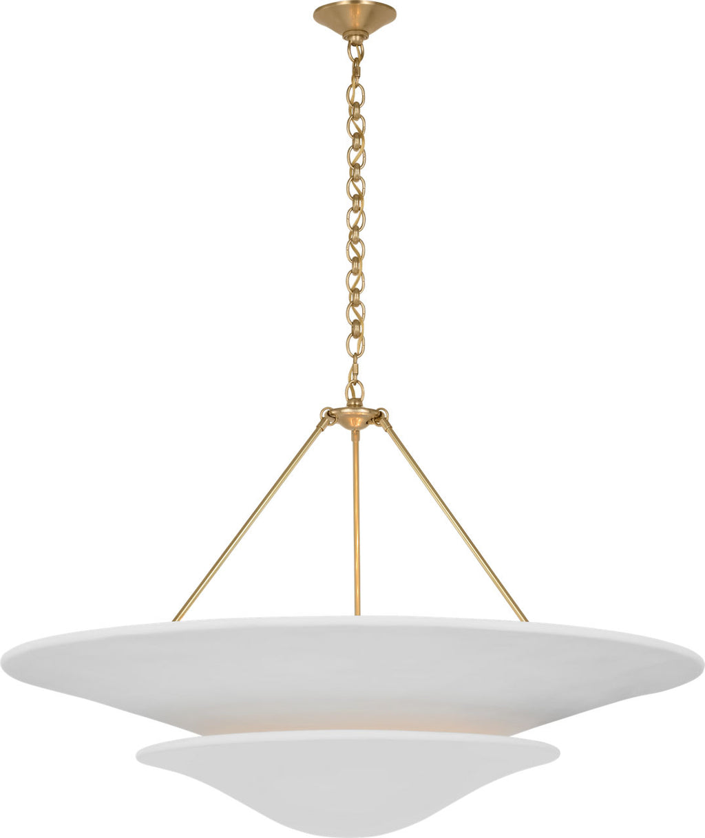 Mollino 40" Chandelier | Hand-Rubbed Antique Brass | Plaster White Shade