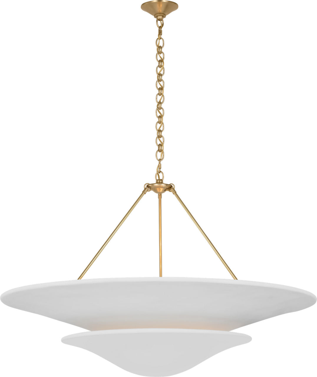 Mollino 40" Chandelier | Hand-Rubbed Antique Brass | Plaster White Shade