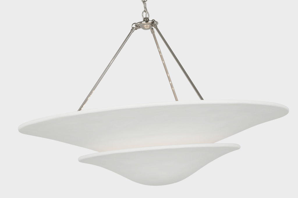 Mollino 40" Chandelier | Polished Nickel | Plaster White Shade