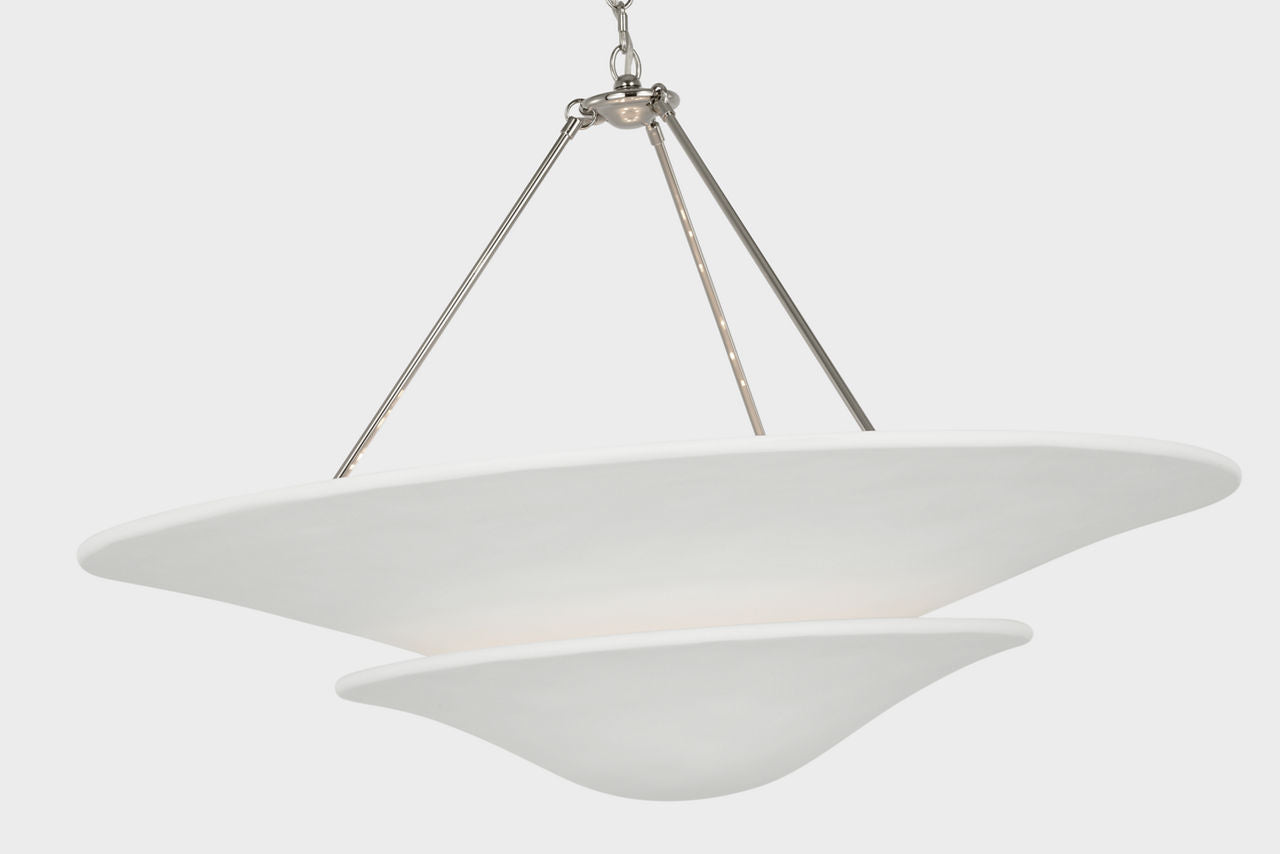Mollino 40" Chandelier | Polished Nickel | Plaster White Shade