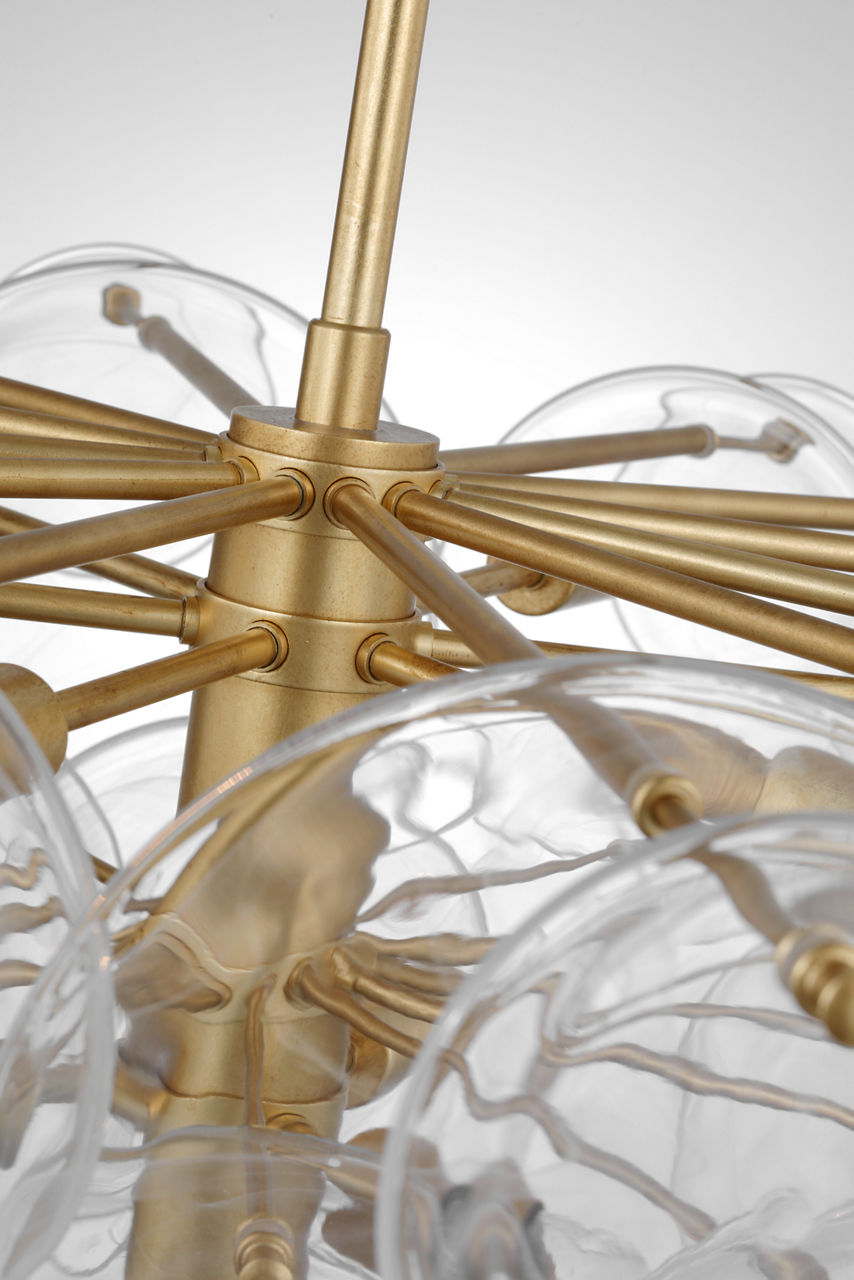 Loire Large Chandelier | Gild | Clear Strie Glass