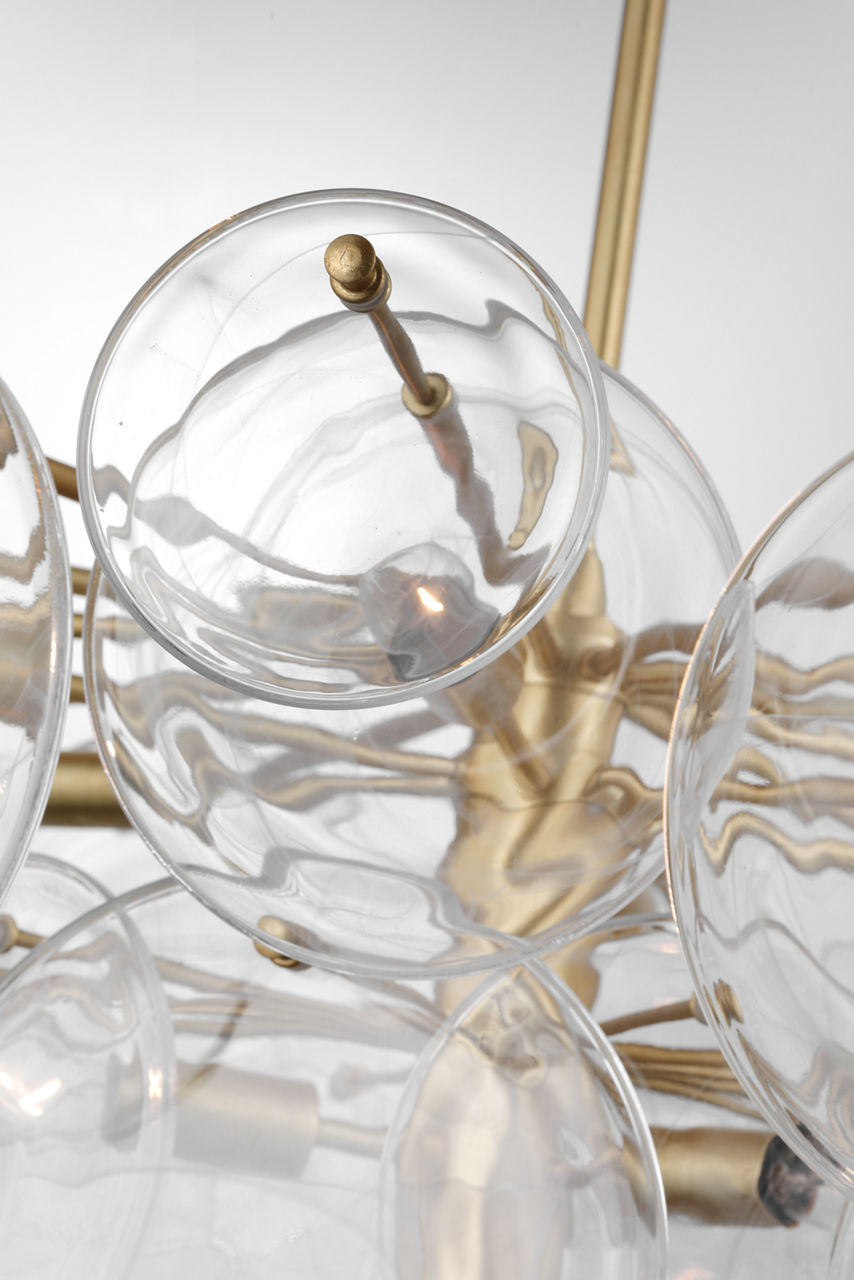 Loire Large Chandelier | Gild | Clear Strie Glass
