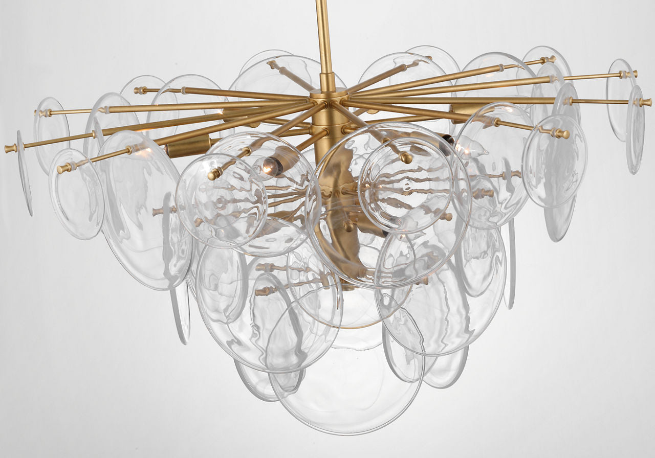 Loire Large Chandelier | Gild | Clear Strie Glass