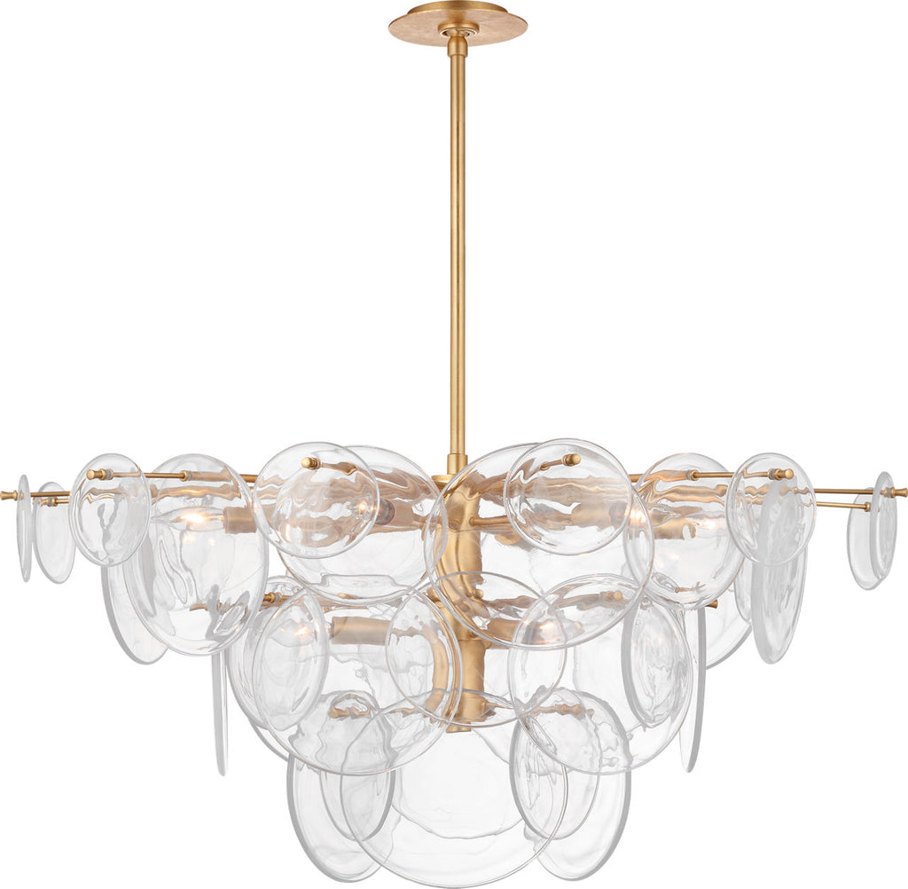 Loire Large Chandelier | Gild | Clear Strie Glass