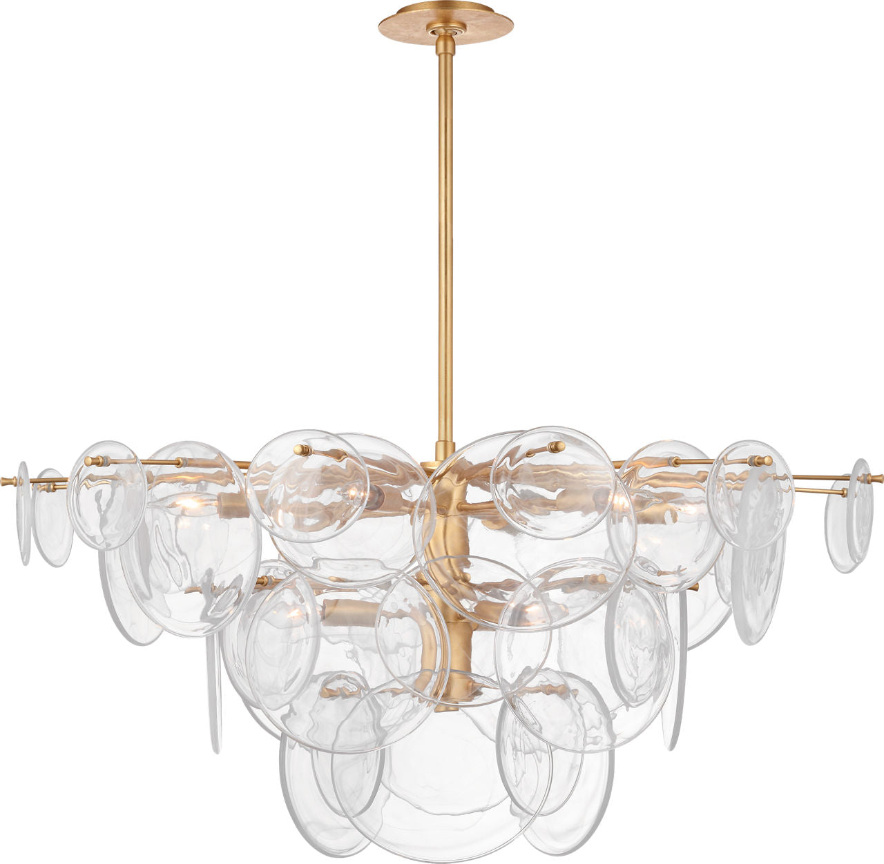 Loire Large Chandelier | Gild | Clear Strie Glass