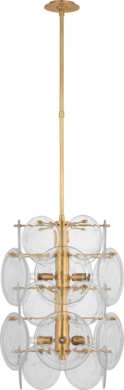 Loire Medium Barrel Chandelier | Gild | Clear Strie Glass