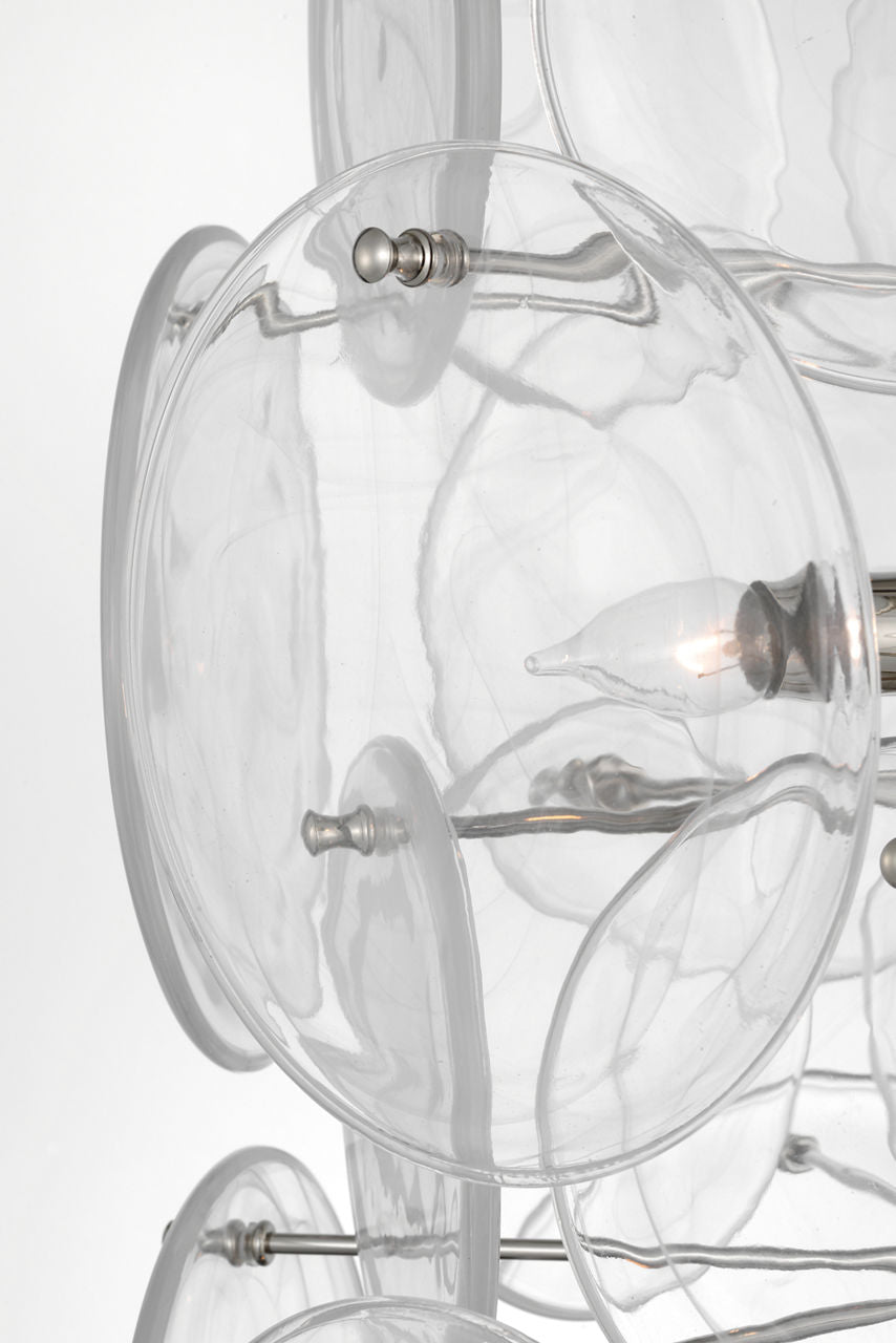 Loire Medium Barrel Chandelier | Polished Nickel | Clear Strie Glass