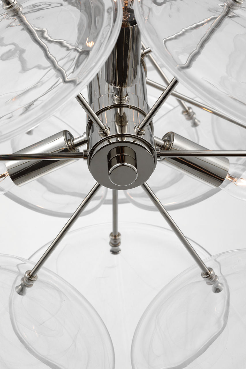 Loire Medium Barrel Chandelier | Polished Nickel | Clear Strie Glass