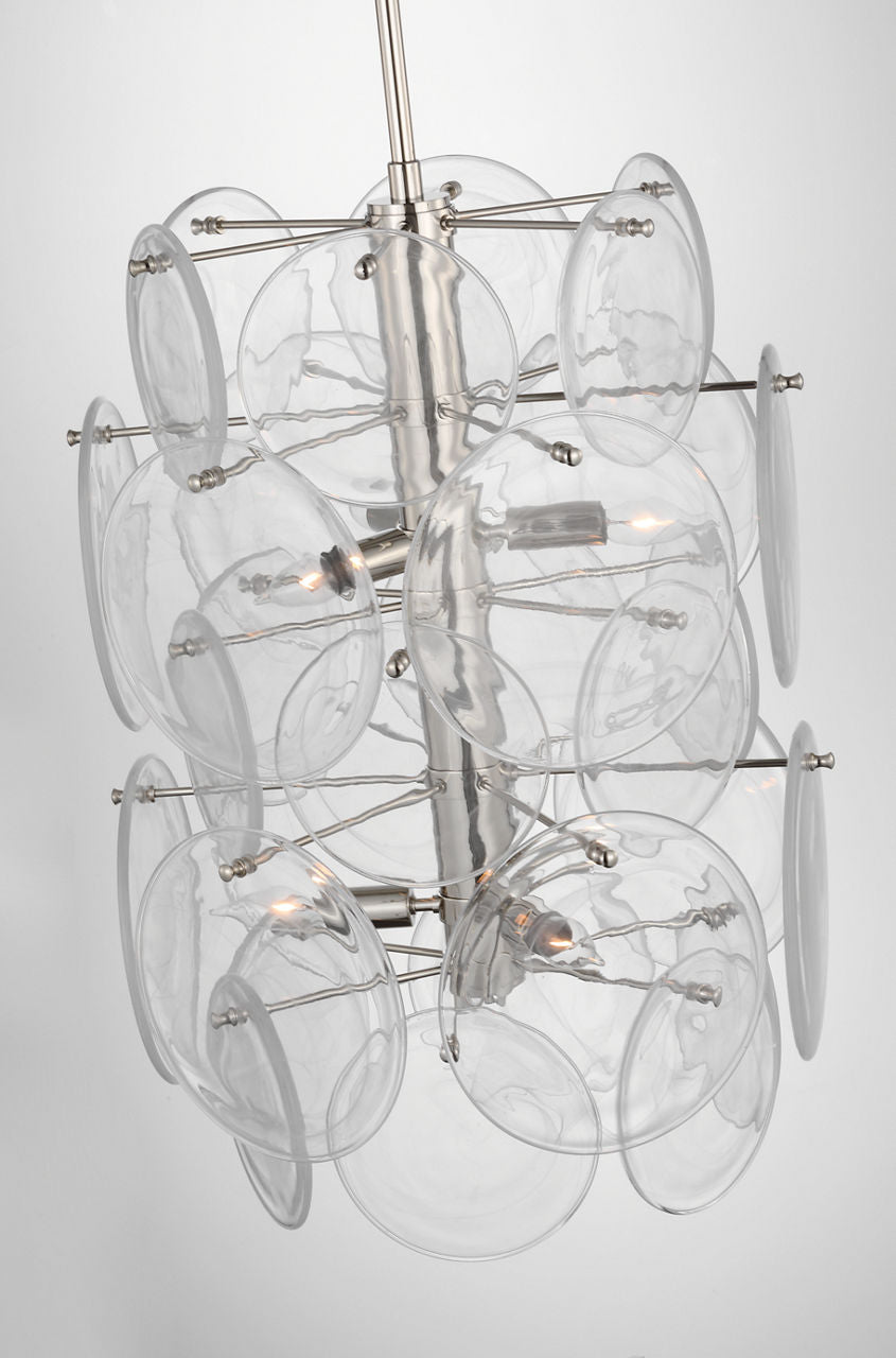 Loire Medium Barrel Chandelier | Polished Nickel | Clear Strie Glass