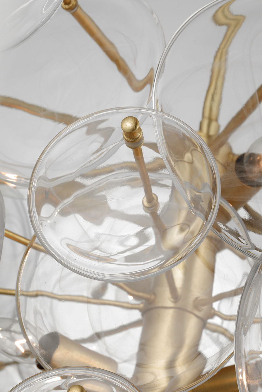 Loire Cascading Chandelier | Gild | Clear Strie Glass