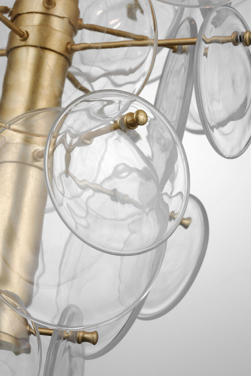 Loire Cascading Chandelier | Gild | Clear Strie Glass