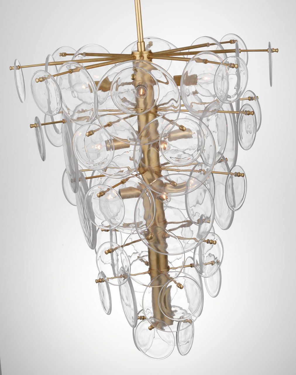 Loire Cascading Chandelier | Gild | Clear Strie Glass