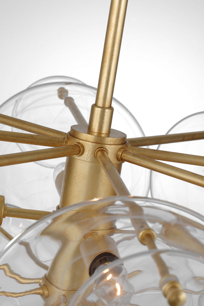 Loire Cascading Chandelier | Gild | Clear Strie Glass