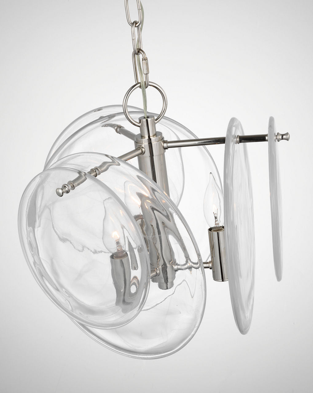 Loire Petite Chandelier | Polished Nickel | Clear Strie Glass