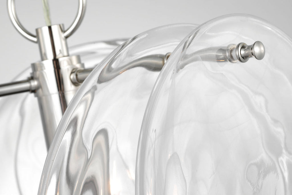Loire Petite Chandelier | Polished Nickel | Clear Strie Glass