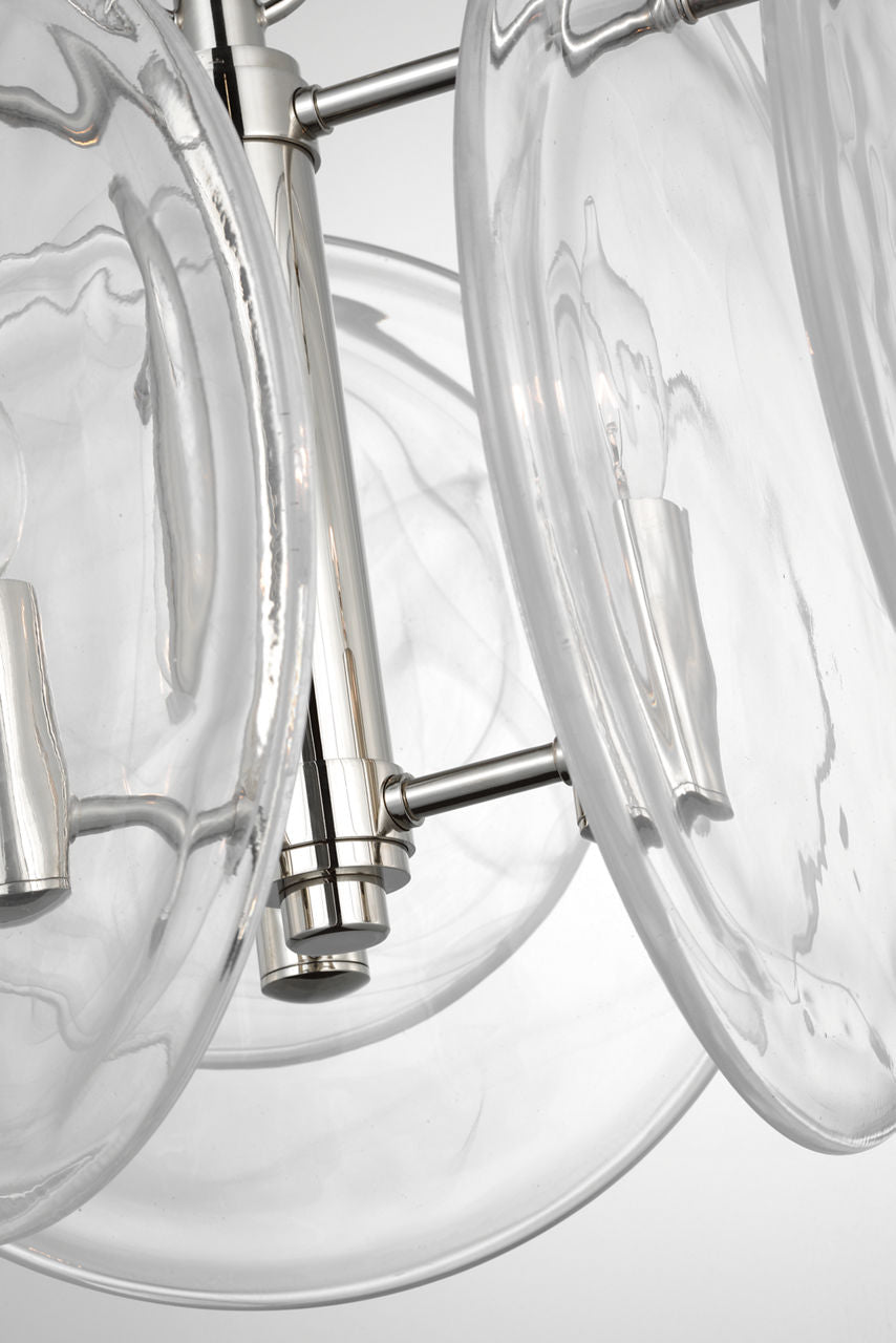Loire Petite Chandelier | Polished Nickel | Clear Strie Glass
