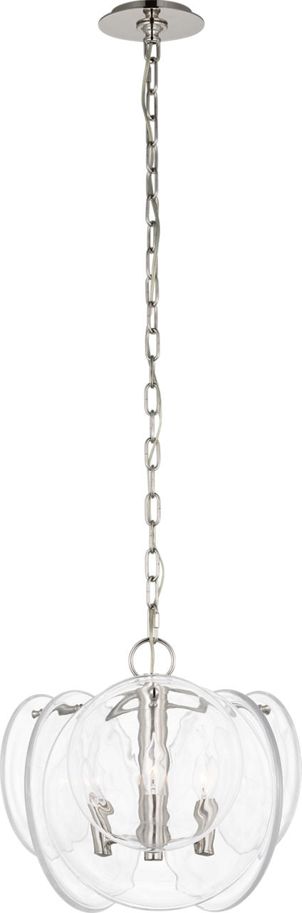 Loire Petite Chandelier | Polished Nickel | Clear Strie Glass