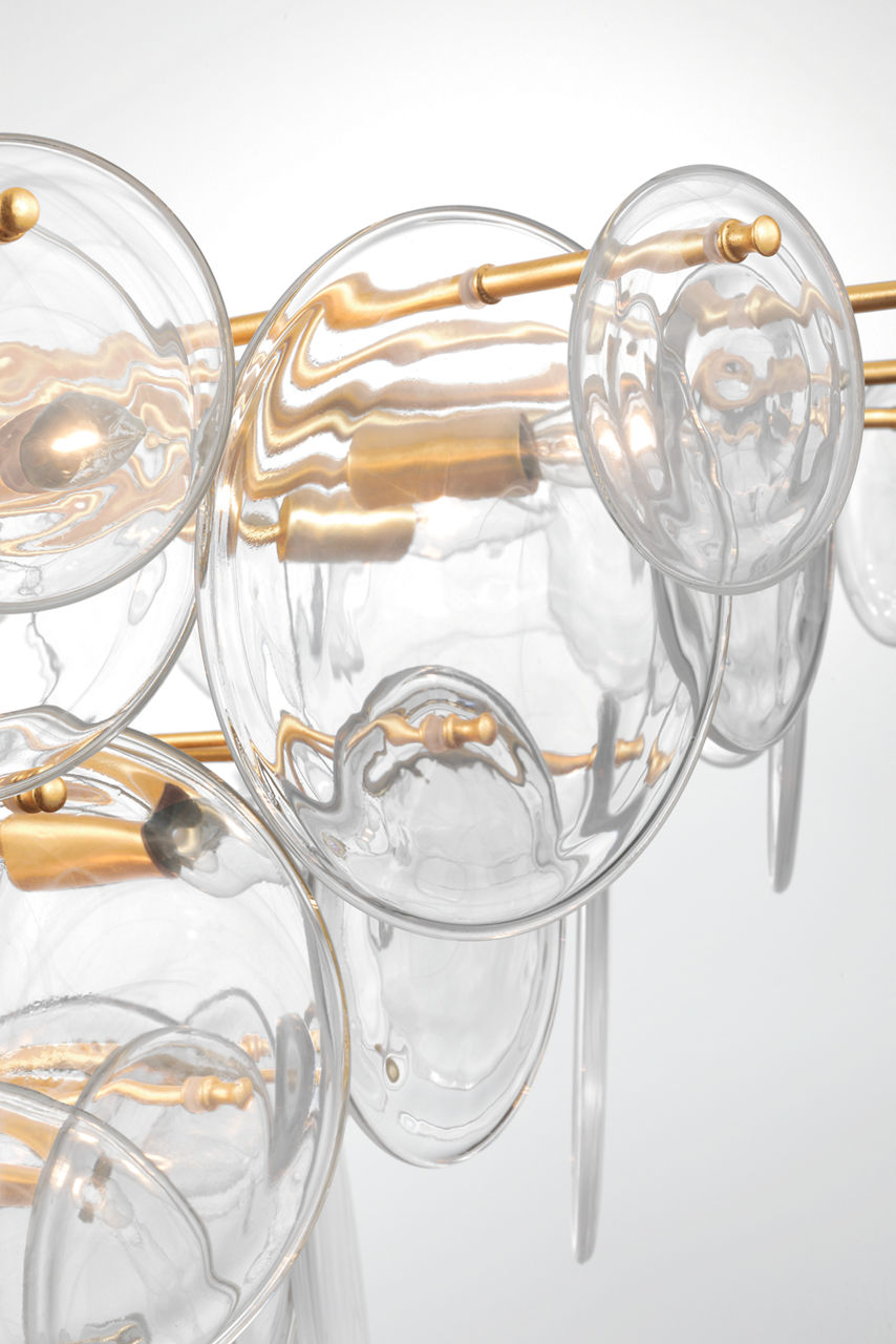 Loire Extra Large Chandelier | Gild | Clear Strie Glass