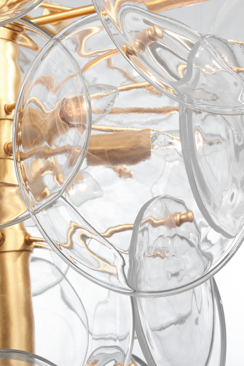Loire Extra Large Chandelier | Gild | Clear Strie Glass