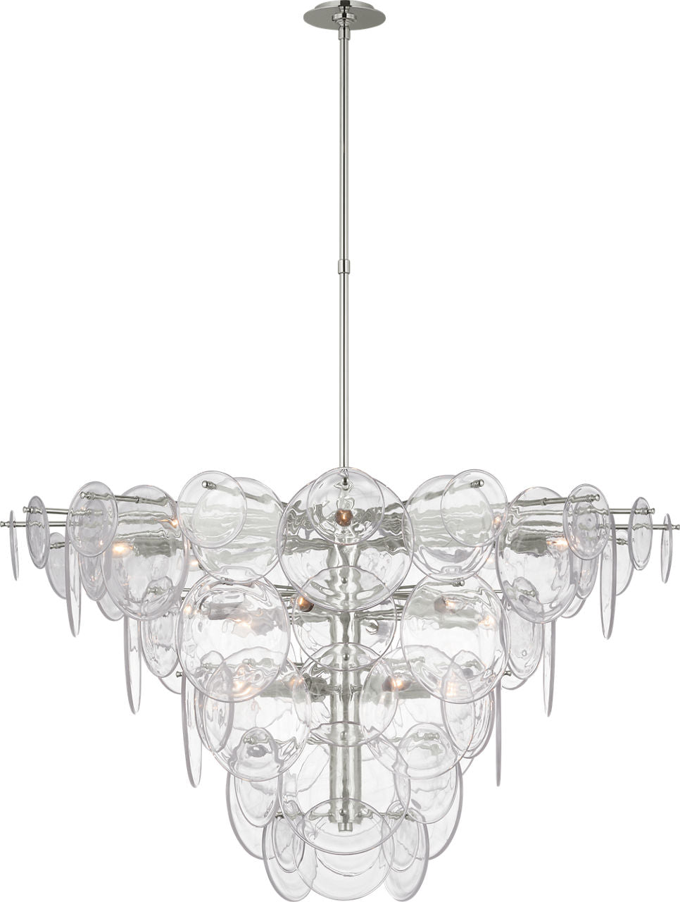 Loire Large Chandelier | Polished Nickel | White Strie Glass