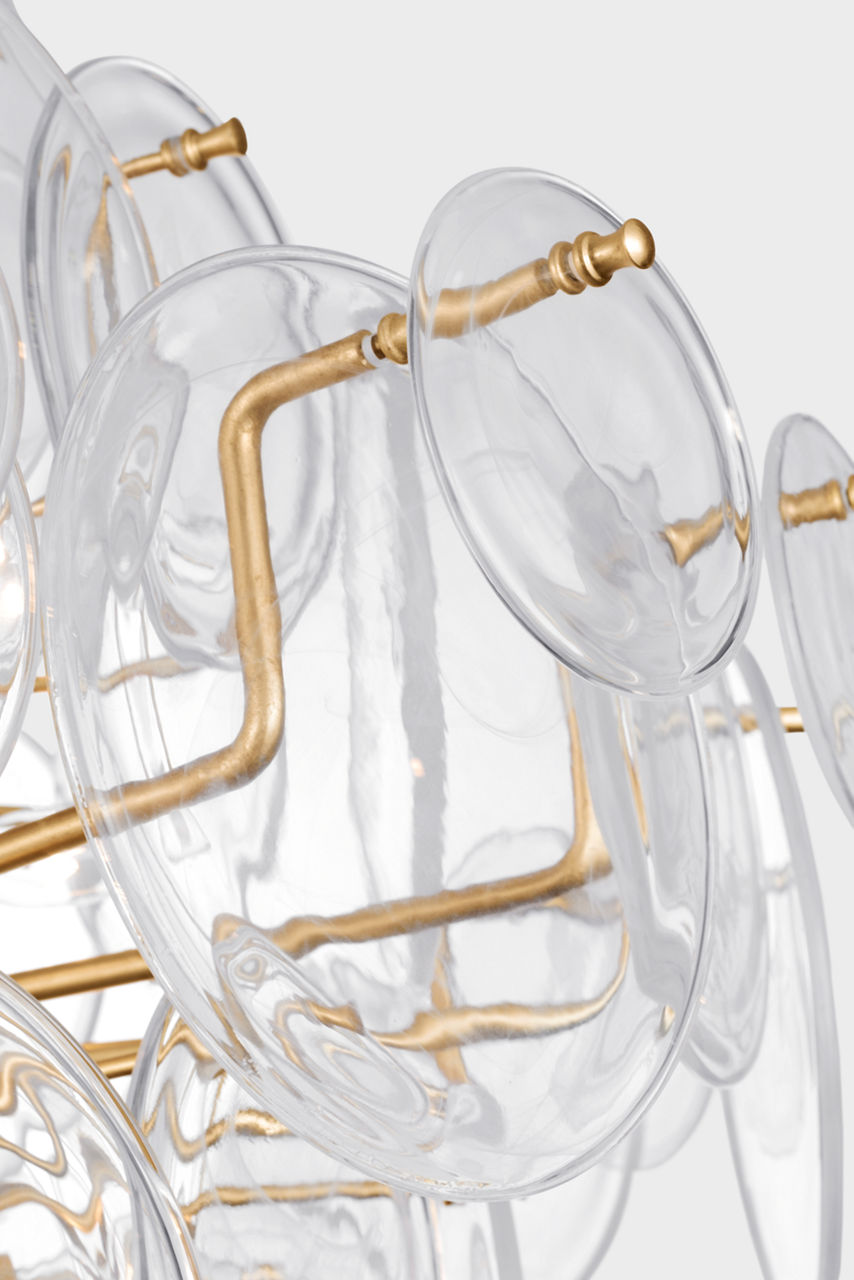Loire 44" Grande Entry Chandelier | Gild | Clear Strie Glass