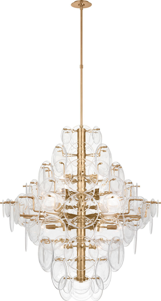 Loire 44" Grande Entry Chandelier | Gild | Clear Strie Glass