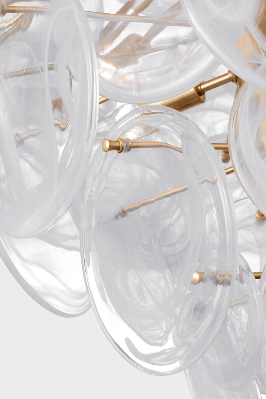Loire 44" Grande Entry Chandelier | Gild | White Strie Glass