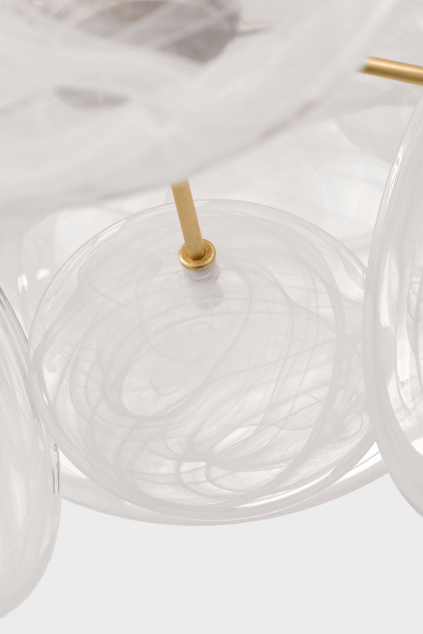 Loire 44" Grande Entry Chandelier | Gild | White Strie Glass