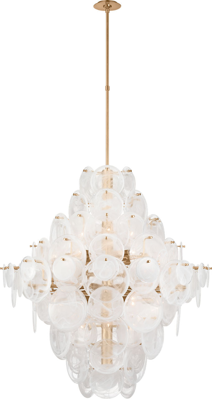 Loire 44" Grande Entry Chandelier | Gild | White Strie Glass