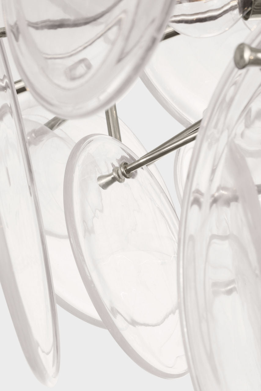 Loire 44" Grande Entry Chandelier | Polished Nickel | Clear Strie Glass