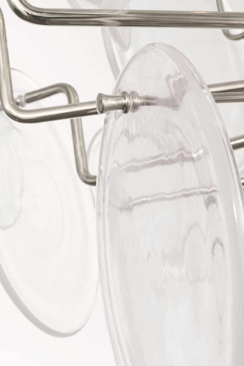 Loire 44" Grande Entry Chandelier | Polished Nickel | Clear Strie Glass