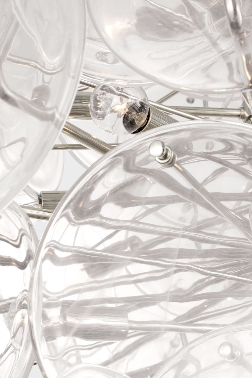 Loire 44" Grande Entry Chandelier | Polished Nickel | Clear Strie Glass