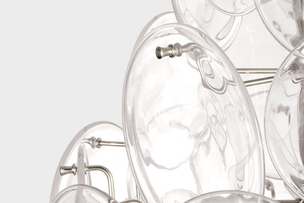Loire 44" Grande Entry Chandelier | Polished Nickel | Clear Strie Glass