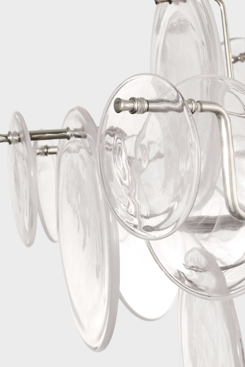 Loire 44" Grande Entry Chandelier | Polished Nickel | Clear Strie Glass