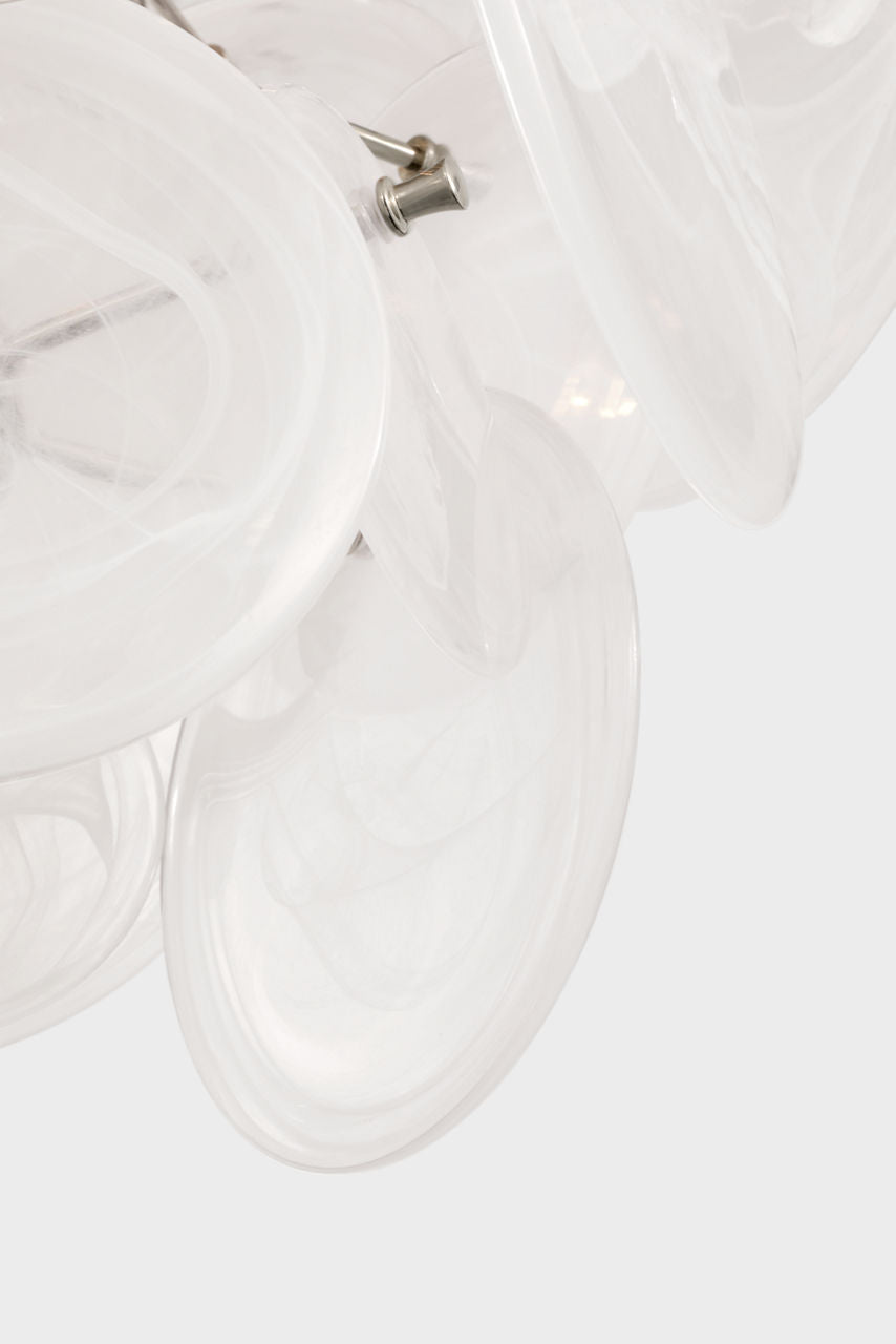 Loire 44" Grande Entry Chandelier | Polished Nickel | White Strie Glass