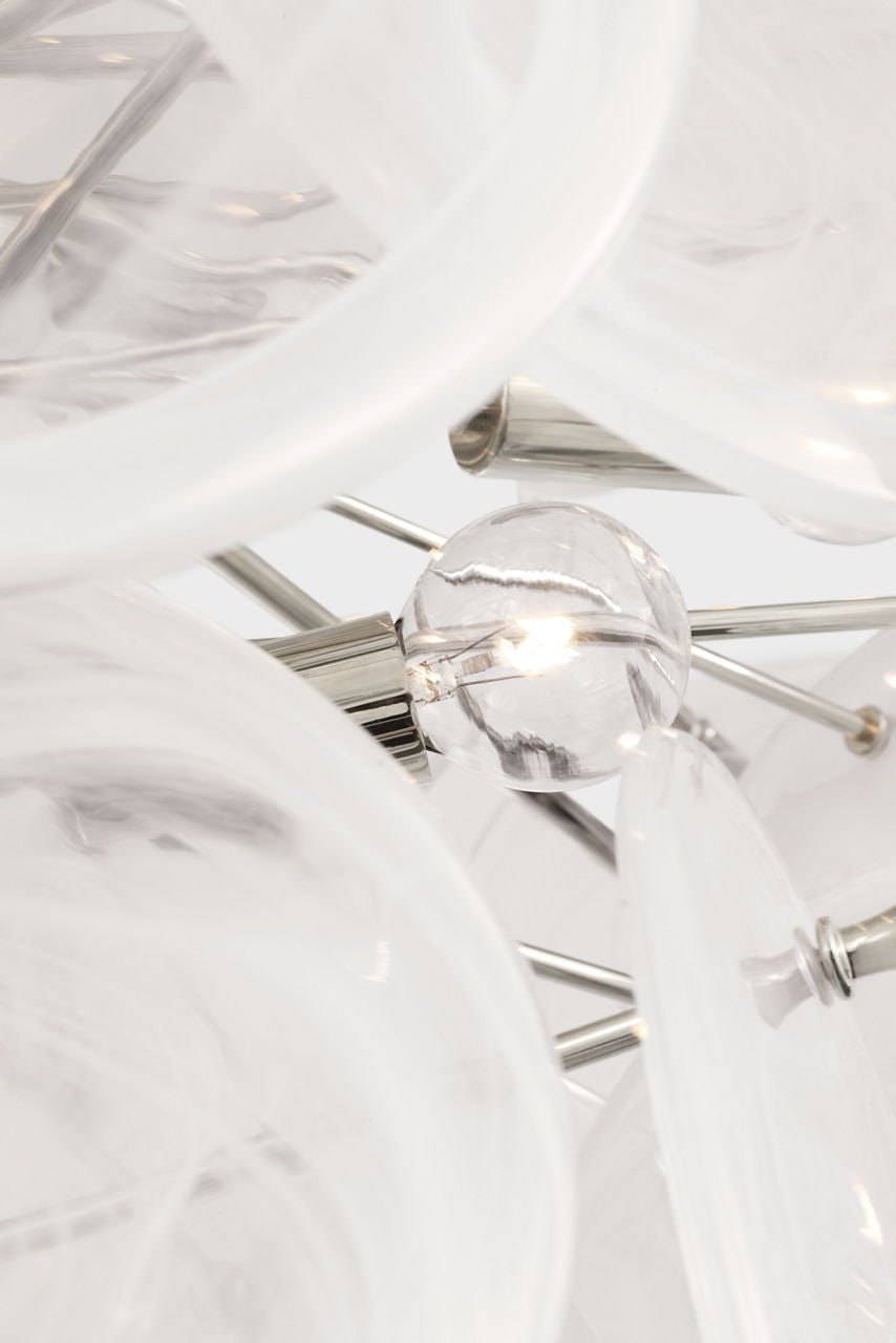 Loire 44" Grande Entry Chandelier | Polished Nickel | White Strie Glass