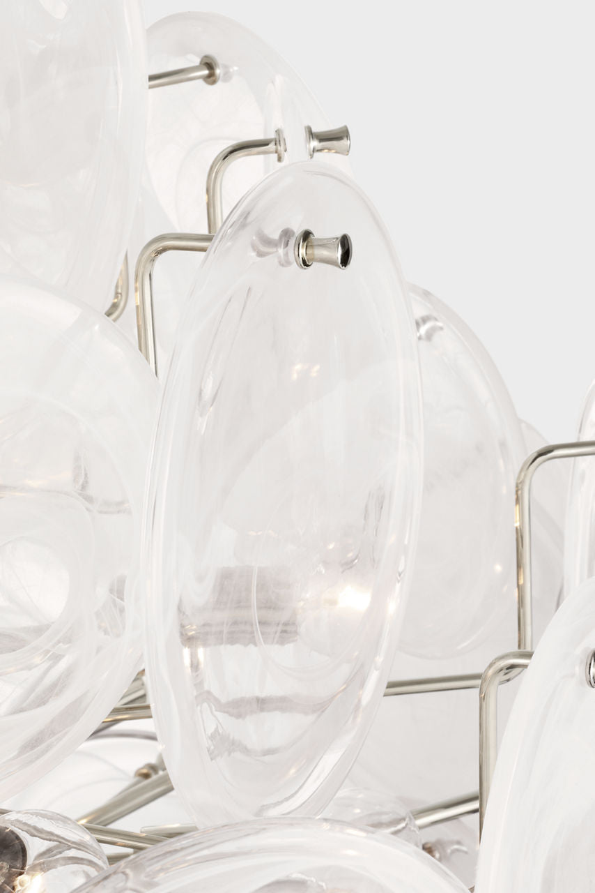 Loire 44" Grande Entry Chandelier | Polished Nickel | White Strie Glass