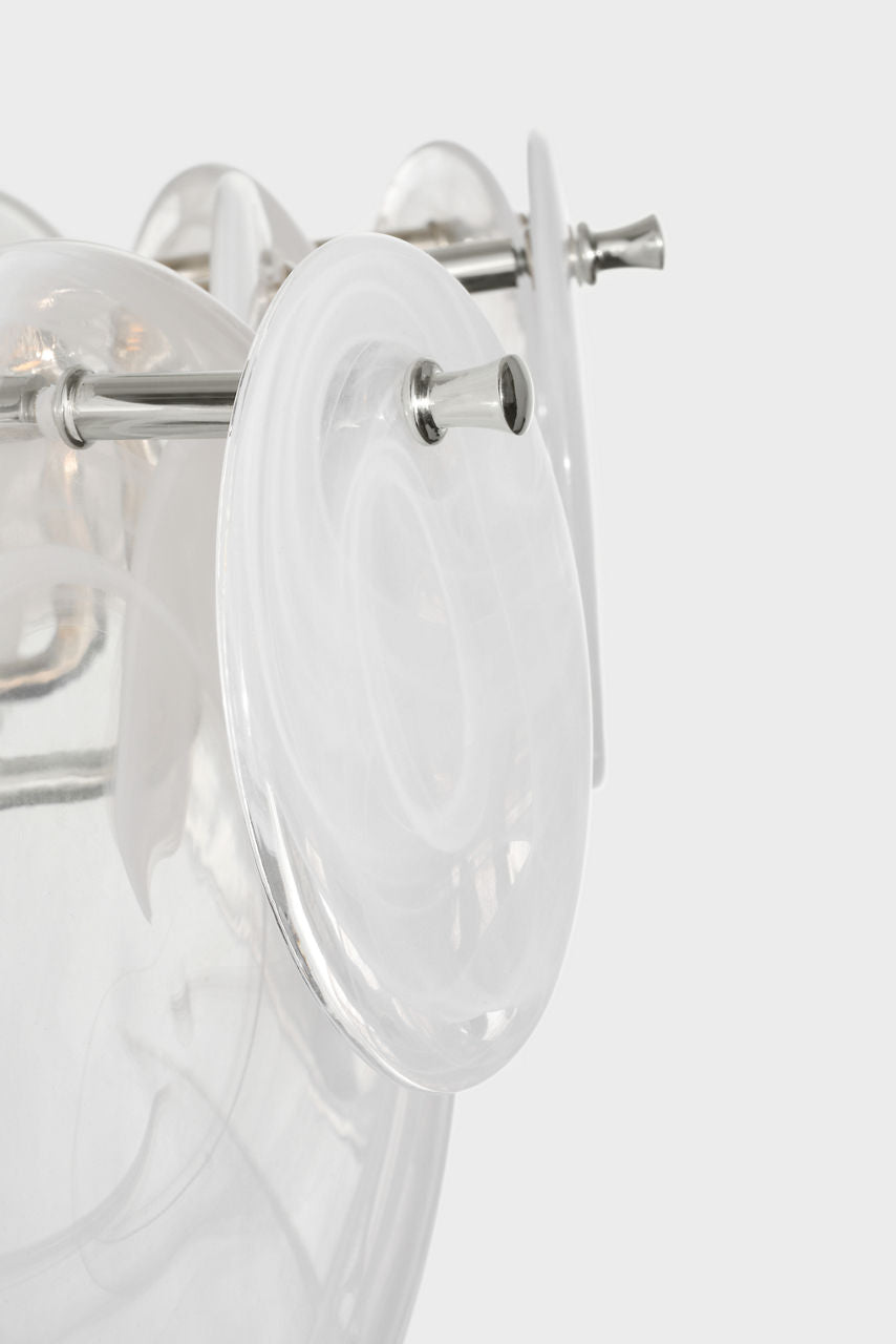 Loire 44" Grande Entry Chandelier | Polished Nickel | White Strie Glass