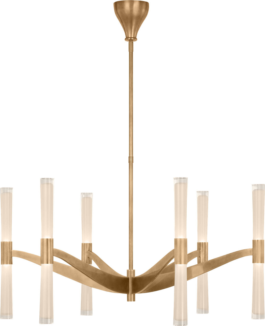 Brenta Extra Large Chandelier | Hand-Rubbed Antique Brass | White Glass