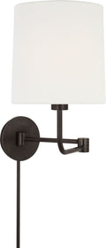 Go Lightly Swing Arm Wall Light | Bronze | Linen Shade
