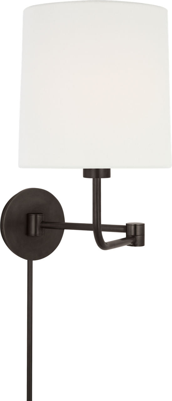Go Lightly Swing Arm Wall Light | Bronze | Linen Shade