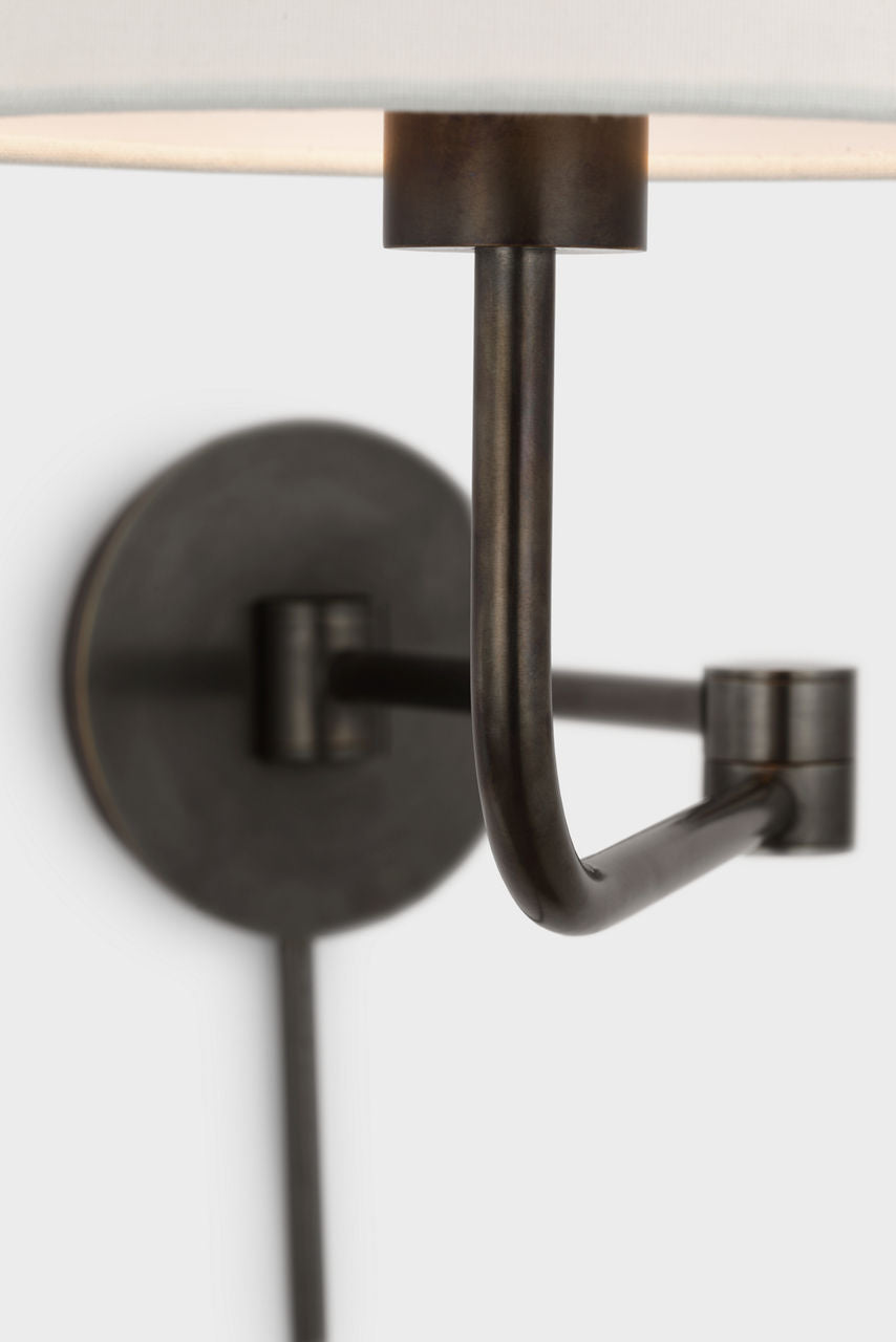 Go Lightly Swing Arm Wall Light | Bronze | Linen Shade